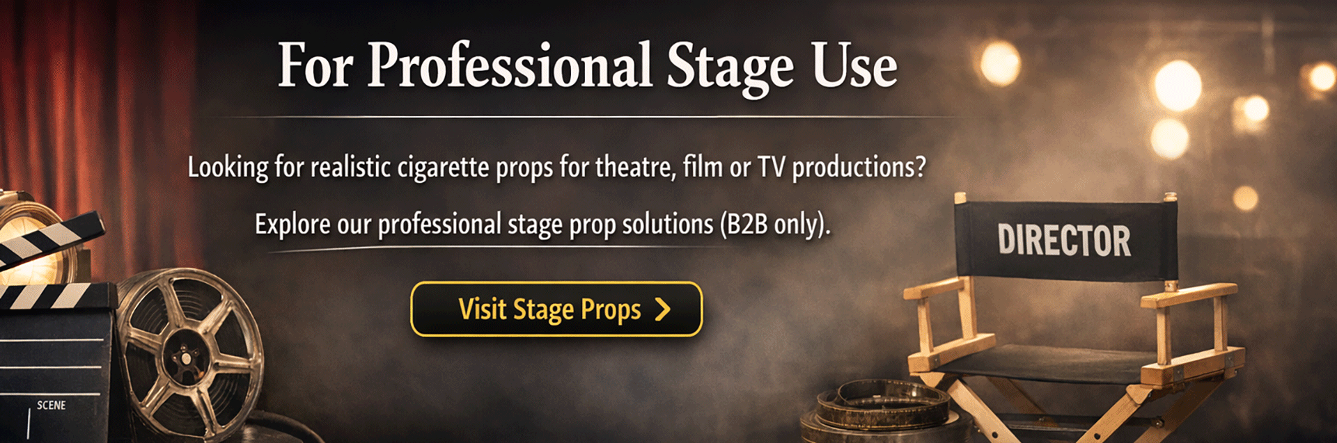 A highly realistic stage cigarette prop that looks like the real thing. Built for consistent, repeatable smoking effects. Order it here.