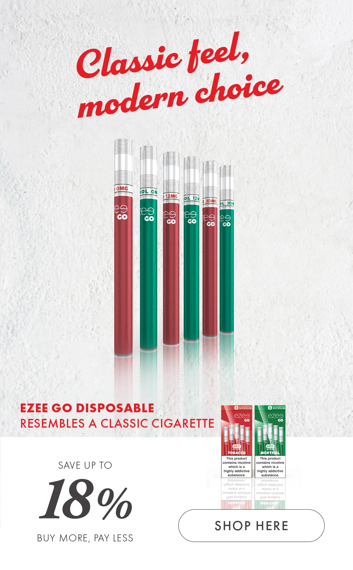 disposable vape pen cig a like resembles traditional smoking tobacco menthol nicotine and nicotine free soft tip