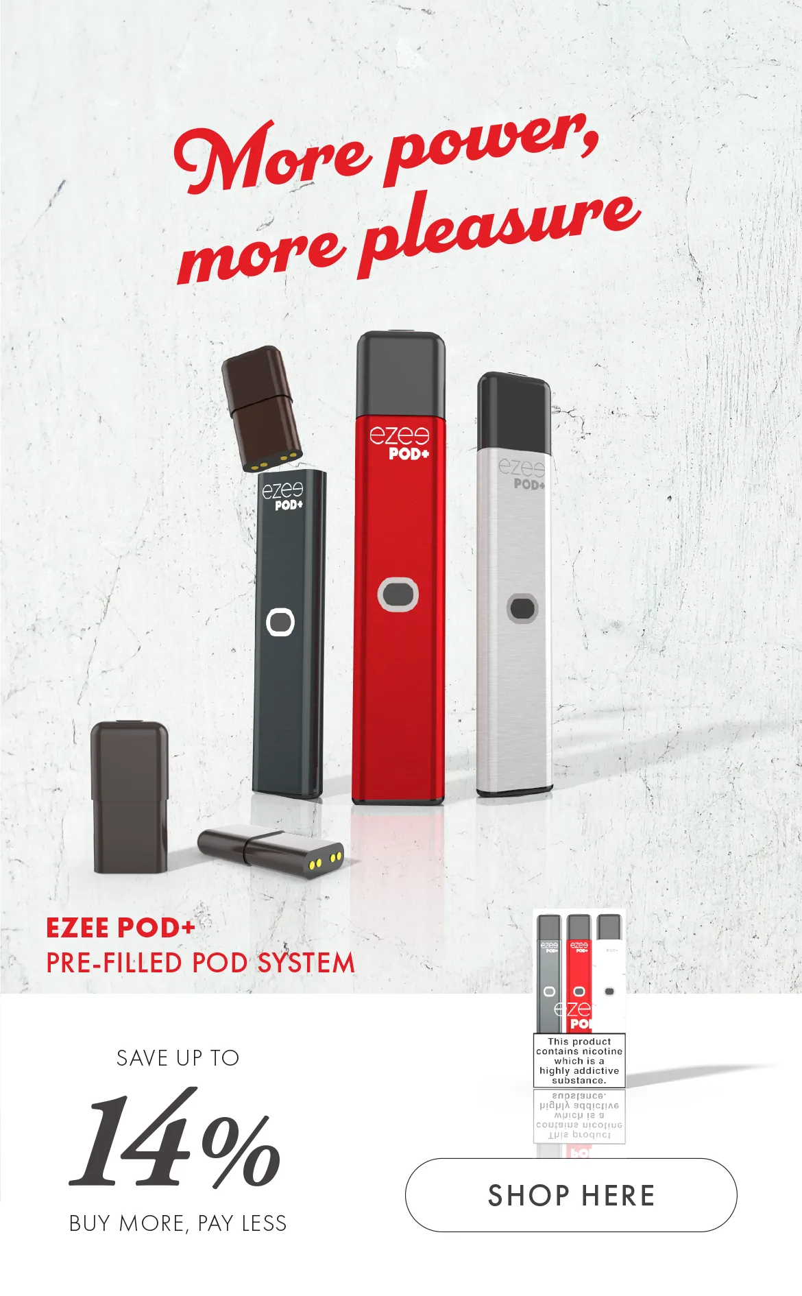 Vape Pod System Ezee Pod+ 2ml e-liquid up to 600 puffs nicotine and nicotine free