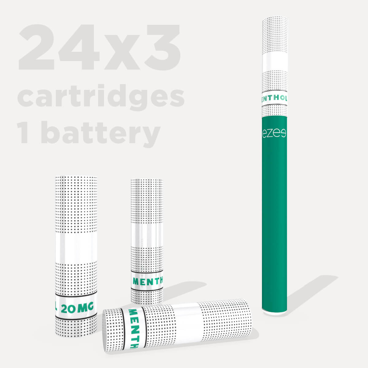 Ezee Menthol 20mg Cartridges (24 Packs of 3) + 1 Battery