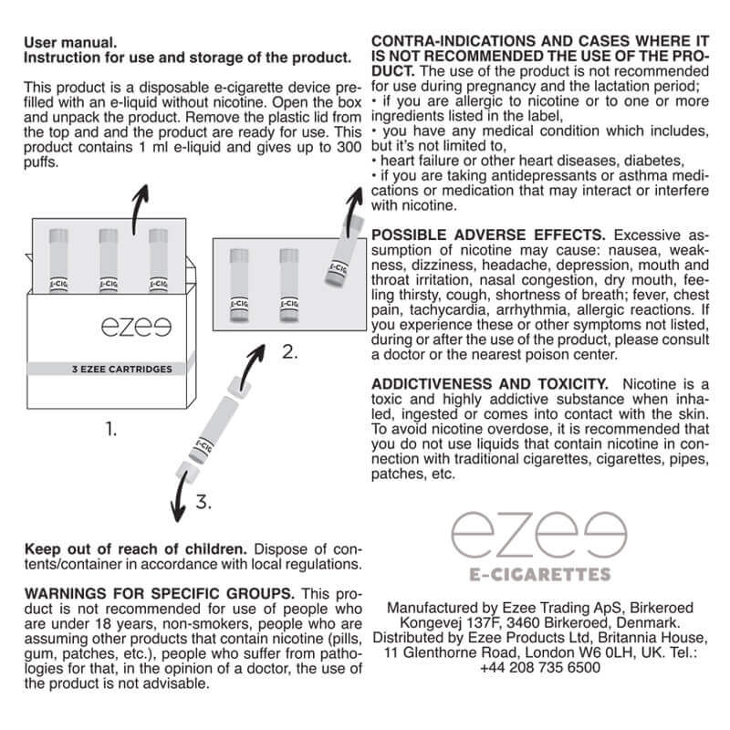 Ezee Cartridges Menthol 0mg/ml (x3)