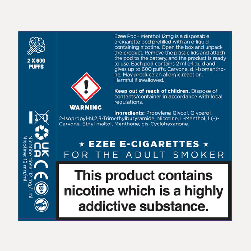 Ezee Pods Menthol 12mg/ml Nicotine 20 pcs.