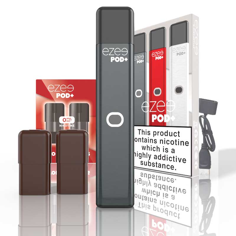 disposable vape pod starter kit ezee pod+ tobacco black color flavor nicotine no nicotine