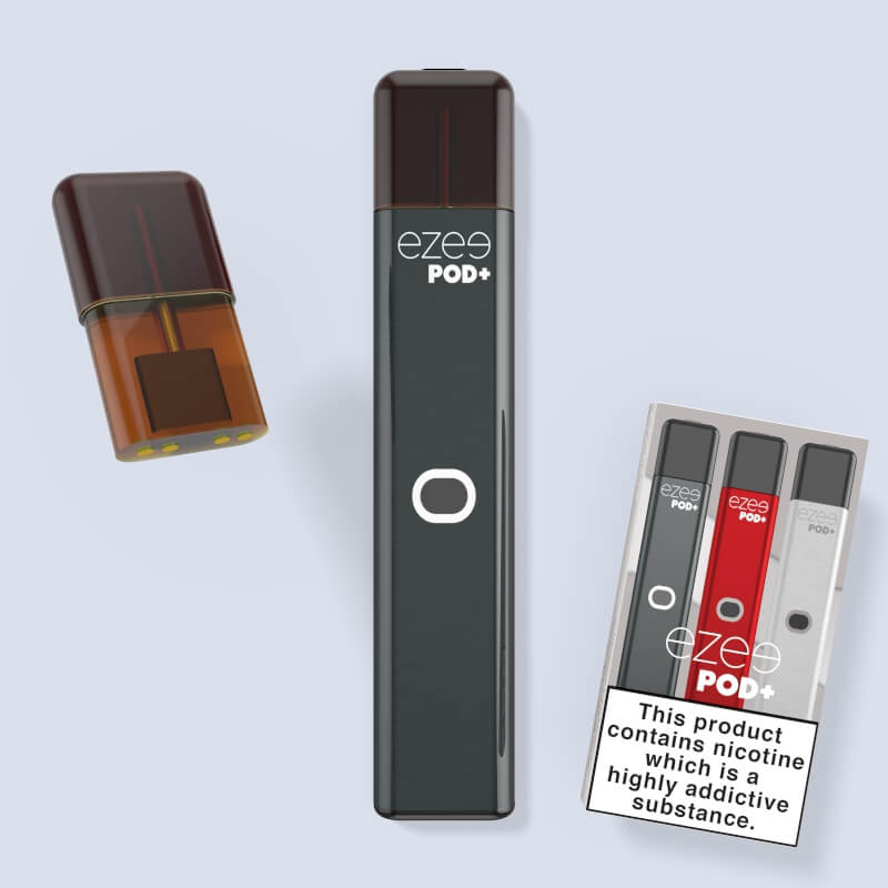 disposable vape pod starter kit ezee pod+ tobacco black color flavor nicotine no nicotine
