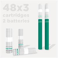 Ezee Menthol 0mg Cartridges (48 Packs of 3) + 2 Batteries